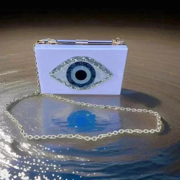 Handbags - White Evil Eye Clutch